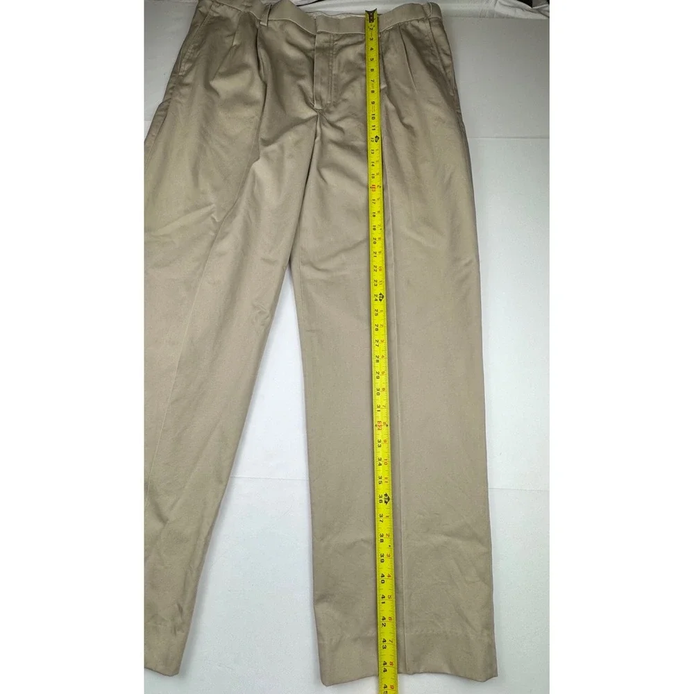 L.L. Bean Pleated Chinos 38 Cotton Khaki Classic Comfort Waist Casual Work Pants